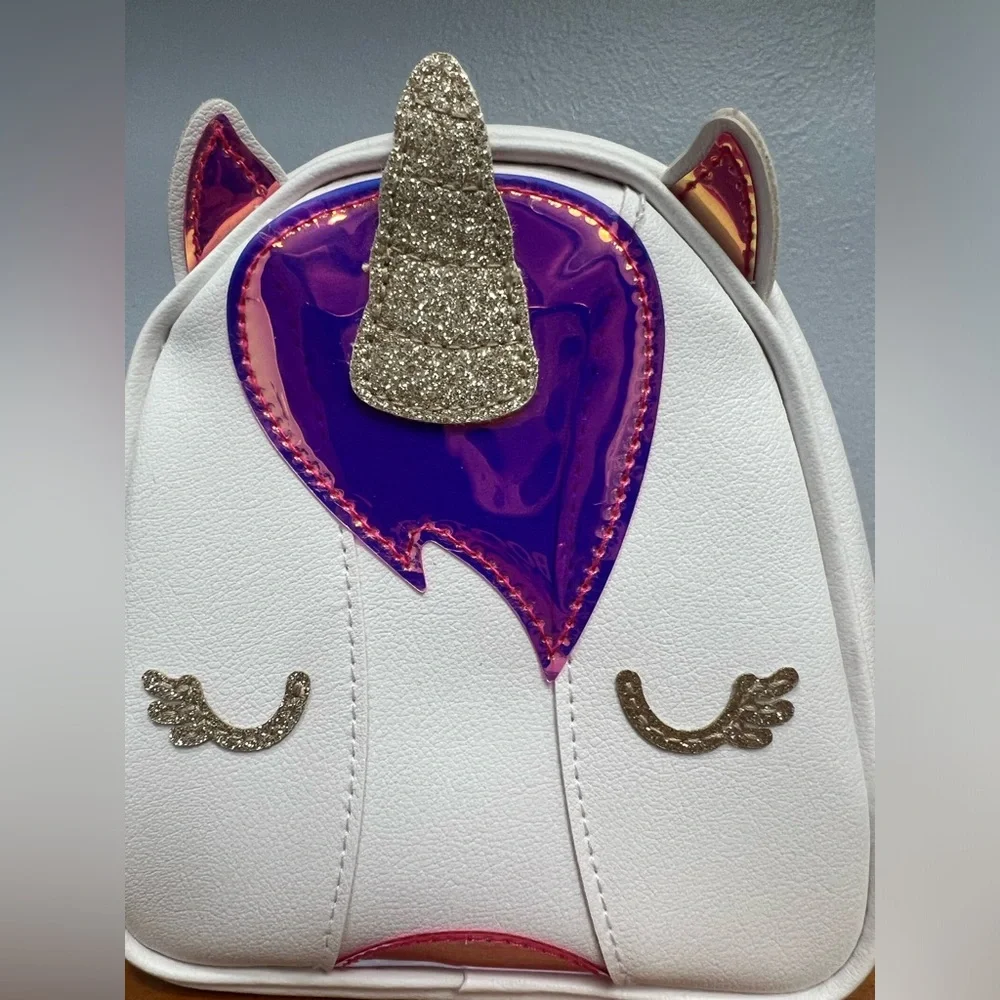 BATH & BODY WORKS Unicorn White Gold Purple Pink Cosmetic Bag Used Spot Inside
